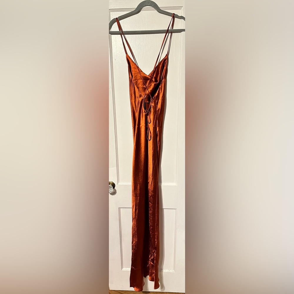 Brand new unworn rust dress, great for wedding guest, vacation, date night